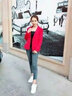 昂柏小西裝女短款長(zhǎng)袖氣質(zhì)休閑通勤春秋季外套百搭職業(yè)裝正裝西服上衣 9962紅色西服 M 曬單實(shí)拍圖