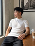 JEEP SPIRIT2026半高領男裝半高領男短袖打底衫韓版修身半袖男士針織衫 白色 M 90-110斤 曬單實拍圖