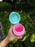 NUBY（努比）鴨嘴雙層隔離兒童水杯寶寶防漏戶外便攜運動水杯 晨露花園 266ml 曬單實拍圖