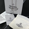 薇薇安·威斯特伍德（Vivienne Westwood）西太后珍珠項鏈女輕奢高級毛衣鏈土星吊墜鎖骨鏈送女友生日禮物 回形針 鎖骨鏈-銀色 曬單實拍圖