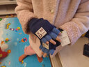 迪淑琪7-16歲兒童秋冬手套半指翻蓋加厚保暖韓版可愛(ài)男女童寶寶學(xué)生手套 藏青色 曬單實(shí)拍圖