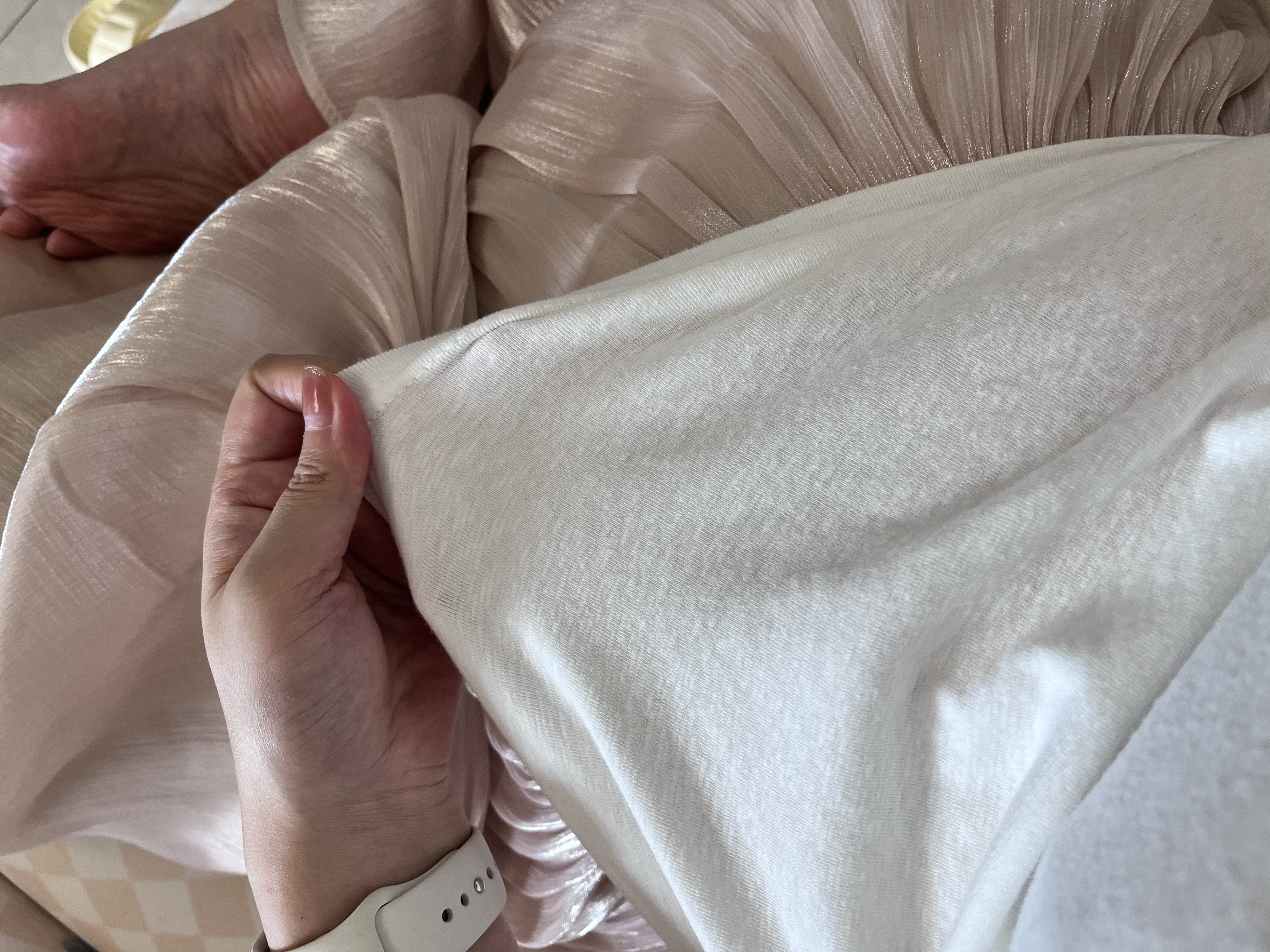 拉夏貝爾重工釘珠圓領短袖t恤女夏2026新款收腰顯瘦甜美別致上衣 白色 L 曬單實拍圖
