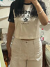 太平鳥萊卡抗菌短袖T恤25夏季新款插肩袖美式復古小狗圖案上衣女 黑色 L 165 曬單實拍圖