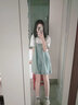 琳璽 LINXI 面料牛仔背帶褲女新款夏季寬松顯瘦闊腿吊帶褲短褲洋氣褲子潮E 淺藍(lán)色 S 90以內(nèi) 曬單實(shí)拍圖