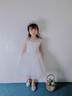小咔衣濃女童白色公主裙花童婚紗小女孩主持人鋼琴演出服兒童生日晚禮服夏 白色短款232 120 曬單實拍圖