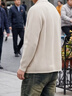 皮爾卡丹（pierre cardin）春秋季韓版開衫毛衣外套男士翻領休閑西裝針織衫外穿夾克男外套 杏色 高品質 2XL (適合135-150斤) 曬單實拍圖