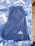 阿迪達斯（adidas）短褲夏季男戶外休閑百搭短褲顯瘦松緊腰梭織運動五分褲 藍/白 M 曬單實拍圖