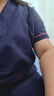 誠墨（CHENGMO）洗手衣長袖純棉套裝牙科口腔男士刷手服美容院醫(yī)生工作服護(hù)士工裝 藏藍(lán)色加邊滌棉套裝-短袖-女款 XL 曬單實(shí)拍圖