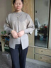 羅蒙（ROMON）媽媽裝秋裝針織開衫兩件套2024新款中年女士春秋季內搭毛衣打底衫 藍灰色兩件套 L 推薦110斤以內 曬單實拍圖