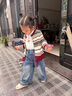 G.duck小黃鴨童裝女童套裝秋裝3-6歲兒童衣服女孩毛衣春秋款寶寶牛仔褲 兩件套 90 尺碼1~2歲【 80-90cm】 曬單實拍圖