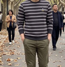 皮爾卡丹（pierre cardin）2026新款男士衛衣條紋潮牌春裝長袖t恤圓領加絨上衣服春衣打底衫 915灰色 XL (135-150斤) 曬單實拍圖