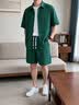 JEEP SPIRIT夏季套裝男士短袖襯衫短褲潮流休閑寬松男裝夏天衣服男薄款夏裝 綠色 3XL (160-175斤) 曬單實拍圖