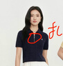 伊芙麗（eifini）【朱珠同款】伊芙麗經(jīng)典polo領(lǐng)微寬松版型短袖毛衫2026夏季新款 藏青 L 120-130斤 曬單實拍圖