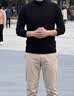皮爾卡丹（pierre cardin）莫代爾半高領(lǐng)長(zhǎng)袖t恤男士秋冬季加絨保暖修身中領(lǐng)內(nèi)搭打底衫 莫代爾-黑色 常規(guī) 2XL 【145-160斤修身】 曬單實(shí)拍圖