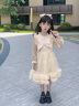 迪士尼（Disney）女童裙子春秋款長(cháng)袖秋季連衣裙2025新款兒童秋裝公主裙小女孩洋氣 香檳色 送模特同款發(fā)飾 100 cm 曬單實(shí)拍圖