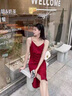 芭芬薇薇吊帶連衣裙女夏2025新款御姐氣質(zhì)外穿法式開(kāi)叉性感小黑裙 紅色 S 曬單實(shí)拍圖