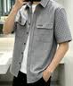 羅蒙格子襯衫男短袖2026新款寬松半袖襯衣外套休閑百搭男裝上衣服 灰白格子 4XL 曬單實拍圖