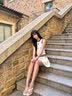ANN ANDELMAN夏季新款方標撞色毛織百褶條紋裙A字百褶運動半身裙 白色 XS 曬單實拍圖