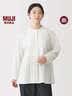 MUJI 女式 棉紗細褶 長袖罩衫 女士襯衫襯衣外套上衣女裝新品BC2SDA6A 米白色 S （155/80A） 曬單實拍圖