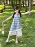 大童獨特漂亮裙子夏季2026新款女孩絕美連衣裙女童夏裝薄款背心裙 格子連衣裙 170 曬單實拍圖