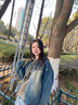 DXOT超好看做舊牛仔外套女春秋日系復古寬松休閑設計感小眾夾克牛仔衣 水洗藍 M【105-115斤】 曬單實(shí)拍圖
