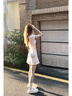 PMOG辣妹超好看連衣裙女夏季顯瘦收腰設計休閑百搭包臀短裙子 杏色 L（建議108-118斤） 曬單實(shí)拍圖