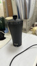 膳魔師（THERMOS）便攜電動攪拌杯咖啡杯新款陶瓷涂層車載辦公室保溫杯高顏值水杯子 膳魔師-曜夜黑【395ml】+咖色杯套 曬單實拍圖