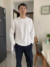 花花公子長袖t恤男2026秋季新款圓領寬松純色打底衫休閑百搭上衣男 白色 S 曬單實拍圖