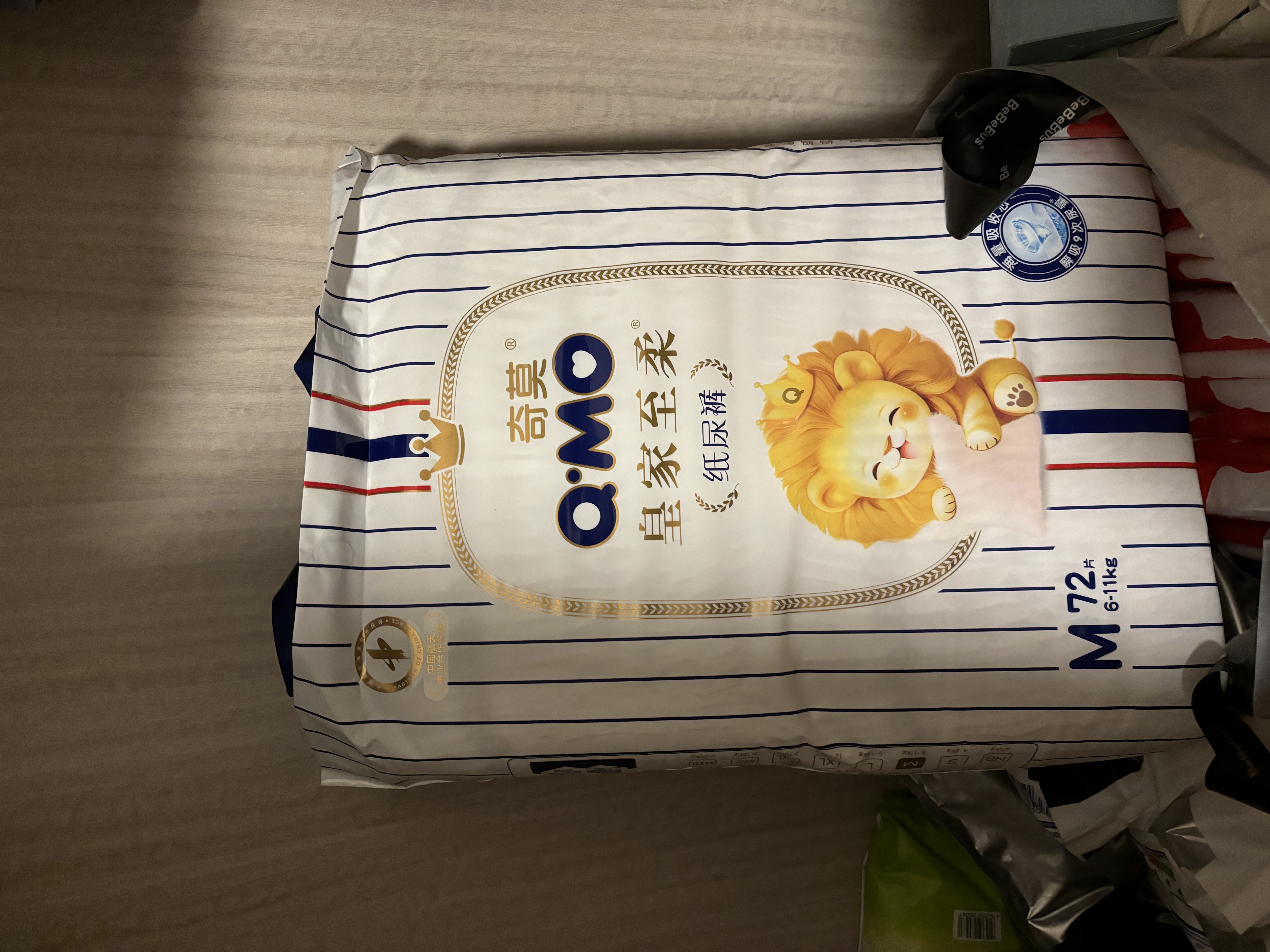 奇莫Q-MO皇家至柔紙尿褲M72片(6-11kg)尿不濕中號超薄透氣超能吸 曬單實拍圖