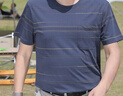 寶財羊爸爸夏裝短袖t恤男圓領冰絲條紋半袖衫中老年人上衣服父親節禮物 曬單實拍圖