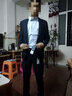 職業(yè)門(mén)西服男套裝修身免燙商務(wù)正裝結婚伴郎西裝男士 19304027平紋深藍色 42 曬單實(shí)拍圖