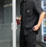JEEP SPIRIT香云紗龜裂紋唐裝男士爸爸短袖中國風綢套裝茶服新中式夏裝時尚潮 黑色【上衣】 M 170 【建議100-120斤】 曬單實拍圖