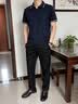 花花公子（PLAYBOY）男裝休閑套裝男短袖T恤長褲商務通勤正裝職業裝商務套裝 藏青+黑色 M 100-110 斤 曬單實拍圖
