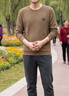 皮爾卡丹（pierre cardin）提花男士長袖T恤潮流冬季T恤打底衫衛衣春秋季加絨加厚上衣服新款 【提花春秋款】502卡其色 2XL 【適合155-170斤】 曬單實拍圖