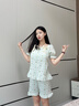 FitonTon帶胸墊睡衣女士夏季2026新款舒適甜美卡通印花短袖短褲套裝家居服 曬單實拍圖