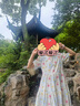 圖圖小象女童100%棉連衣裙夏裝純棉短袖印花裙公主裙碎花長裙 粉藍色 140 曬單實拍圖