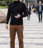 皮爾卡丹（pierre cardin）高領毛衣男韓版修身秋冬季2026新款長袖針織衫加絨加厚內搭打底衫 黑色 L 曬單實拍圖