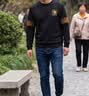 皮爾卡丹（pierre cardin）衛衣男士圓領2026春秋季新款潮流刺繡加絨加厚長袖T恤打底衫上衣 灰色 春秋款 2XL 【適合135-150斤】 曬單實拍圖