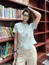 唐可娜兒夏季時(shí)尚純色百搭日常休閑側(cè)腰扭結(jié)圓領(lǐng)女式短袖T恤上衣 曬單實(shí)拍圖