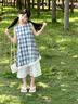 大童獨特漂亮裙子夏季2026新款女孩絕美連衣裙女童夏裝薄款背心裙 格子連衣裙 170 曬單實拍圖