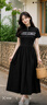 斐樂(lè)官方女裝連衣裙夏季時(shí)尚休閑簡(jiǎn)約修身短袖連身裙子 正黑色-BK M 165/84A/M 曬單實(shí)拍圖