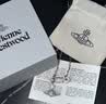 薇薇安·威斯特伍德（Vivienne Westwood）西太后珍珠項鏈女輕奢高級毛衣鏈土星吊墜鎖骨鏈送女友生日禮物 回形針 鎖骨鏈-銀色 曬單實拍圖