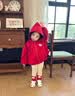 幼歌（YOUGE）嬰幼兒卡通連帽外套Q彈打底褲套裝兒童精靈帽兩件套潮 紅色外套 100 cm 曬單實拍圖