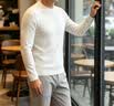 JEEP SPIRIT高端男裝男士半高領(lǐng)打底衫秋冬商務(wù)休閑修身保暖內(nèi)搭毛衣緊身 白色 M 曬單實(shí)拍圖