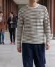 皮爾卡丹（pierre cardin）長袖t恤男2026春秋季潮流條紋打底衫秋衣秋裝修身內搭上衣服 23725白色 （偏米白） M 建議90-110斤 曬單實拍圖