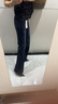 真維斯（Jeanswest）復(fù)古低腰微喇牛仔褲女修身顯瘦彈力百搭辣妹喇叭褲子深藍(lán)M 曬單實(shí)拍圖