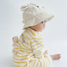 幼歌（YOUGE）嬰幼兒卡通遮陽漁夫帽立體小熊耳朵刺繡圓頂帽吸汗帽子 米白 S 0-3歲 曬單實拍圖