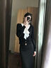 千韻伊然粘纖假兩件秋季新款針織衫女夏蝴蝶結領結顯瘦上衣外搭長袖洋氣質 黑色 S 曬單實拍圖
