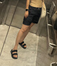 拉夏貝爾復古牛仔短褲女夏新款高腰顯瘦時尚百搭四分闊腿熱褲 丹寧藍 2XL 曬單實拍圖