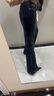 真維斯（Jeanswest）復(fù)古低腰微喇牛仔褲女修身顯瘦彈力百搭辣妹喇叭褲子深藍(lán)M 曬單實(shí)拍圖